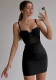Women Summer Black Sexy Straps Sleeveless Solid Mini Bodycon Dress