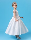 Kinder Mädchen Sommer Weiß Ärmellos Perlen Formale Party Lange Prinzessin Kleid