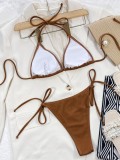 Frauen Sexy Brown Strap Rib zweiteilige Badebekleidung