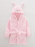 Girl Winter Pink Cute Rabbit Ear Long Sleeve Flannel Bathrobe