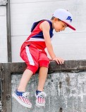 Boy Summer Contrast Blue Color Sleeveless With Hood And Pant Two Piece Set