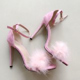 Zapatos de tacón alto peep-toe de piel sintética rosa elegantes