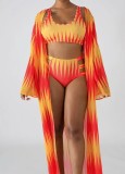 Sommer Sexy Beachwear Print Weste und Panty Robe 3-teiliges Set