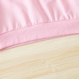 Girl Spring Pink Flower Emb Round Neck Long Sleeve T Shirt