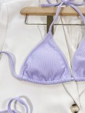 Frauen-reizvolle purpurrote Riemen-Rippen-zweiteilige Badebekleidung