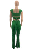 Spring Green Irregular Bandage Top And Pant Cheap Wholesale Two Piece Sets