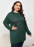 Damen Frühlingsgrün Casual O-Neck Full Sleeves Solid Regular Plus Size Shirt