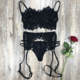 Vrouwen zwarte gotische kanten kousenband sexy bh-set