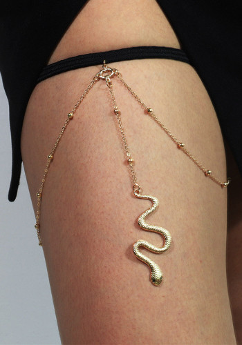 Mujeres oro bohemio Sexy pierna serpiente multicapa cadena cuerpo joyería