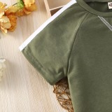 Kinder Jungen Sommergrünes Kurzarmhemd und passende Hose aus Baumwolle, zweiteiliges Set