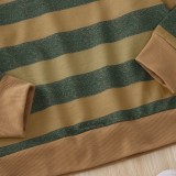 Kids Boy Spring Green Wide Striped Long Sleeve Print O-Neck Sweatshirt