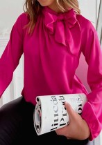 Damen Frühlingsrose Formale O-Neck Full Sleeves Solid Regular Bluse