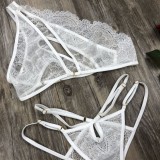 Conjunto de sujetador sexy de encaje sexy blanco para mujer