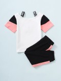 Sommer Kinder Mädchen Letter Print Sport Straps T-Shirt und Jogginghose zweiteiliges Set