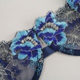 Women Summer Blue Sexy Lace Bra And Panty Galter Lingerie Set