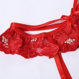 Women Red Sexy Lace Bra And Panty Galter Lingerie Set