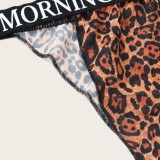 Women Summer Printed O-Neck Sleeveless Leopard Print Letter Print Plus Size Lingerie Set