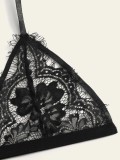 Women Summer Black Gothic Solid Lace Garter Sexy Bra Set