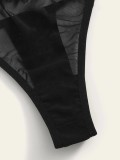 Women Summer Black Gothic Solid Lace Garter Sexy Bra Set