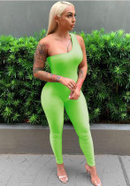 Frauen-Sommer-Grün-reizvoller ein Schulter-ärmelloser fester dünner Overall in voller Länge