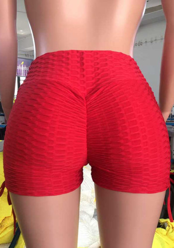 Shorts skinny lisos femininos verão vermelho-crotch cintura alta