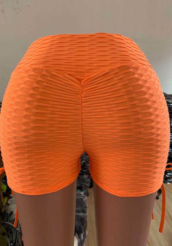 Frauen Sommer Orange Drop-Crotch High Waist Solid Skinny Shorts