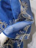 Women Spring Printed Embroidery Islamic Clothing Kaftan Abaya Muslim Dress