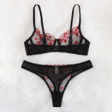 Women Summer Red Sexy Lace Lingerie Sexy Bra Set