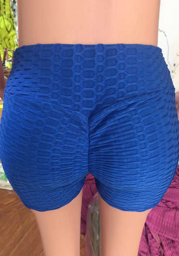 Frauen Sommer Blau Drop-Crotch High Waist Solid Shorts