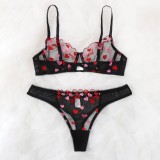 Women Summer Red Sexy Lace Lingerie Sexy Bra Set