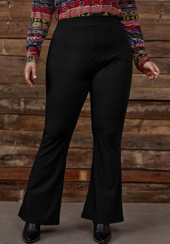 Женские весенние черные расклешенные брюки больших размеров