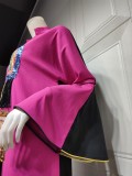 Women Spring Rose Print Fringed Islamic Clothing Kaftan Abaya Muslim Dress