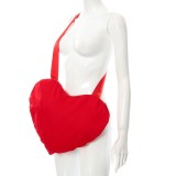Women Summer Red Solid Color Love Zipper Fashion Casual Diagonal Shoulder Bag