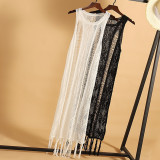 Summer Black Hollow Out Knitting Cover Up Dress