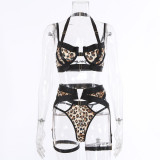 Sexy Leopard Print Lace Bra And Panty Galter Lingerie Set