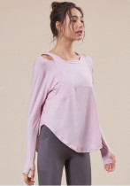 Frauen Frühling Rosa O-Neck Full Sleeves Yoga Shirt