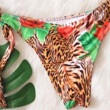 Women Printed Bikini Halter Lace Up Two Piece Swimwear