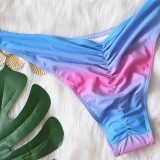 Women Printed Bikini Halter Tie Dye Tassel Chain Two Piece Swimwear
