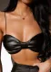Summer Women Black Sexy Slim Strap Leather Bra