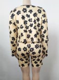 Conjunto de pantalones cortos de tres piezas con estampado floral de primavera para mujer