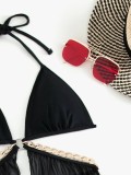 Women Black Chains Cover-Up Bikini Two Piece Swimwear
