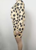 Conjunto de pantalones cortos de tres piezas con estampado floral de primavera para mujer