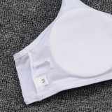 Women White Bikini Letter Print Straps Two Piece Swimwear