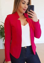 Kadın Bahar Kırmızı Günlük Uzun Kollu Solid Blazer