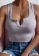 Women Summer Grey V-neck Solid Knit Tank Tops