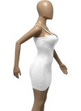 Women Summer White Sexy Straps Mini Bodycon Dress