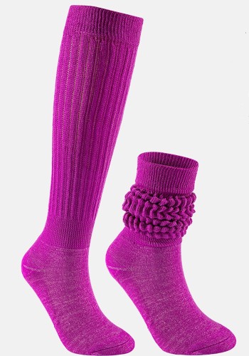 Весенние женские темно-фиолетовые вязаные носки