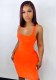 Women Summer Orange Casual Halter Sleeveless Solid Mini Pencil Tank Dress