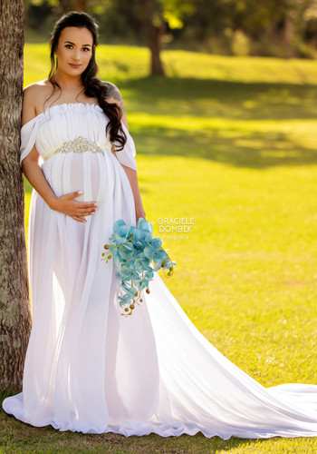 Женское летнее белое сладкое платье для беременных с открытыми плечами и короткими рукавами, однотонное кружевное платье с оборками