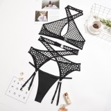 Women Summer Black Sexy Solid Lace Hollow Out Sexy Bra Set